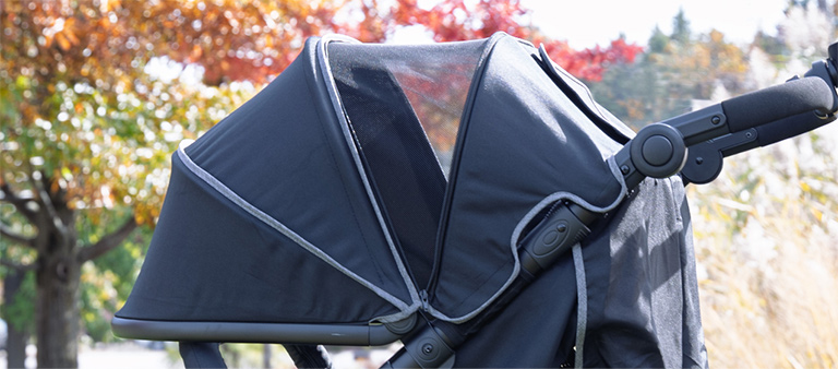 The Roadster Double Stroller Provides Shade to its Passengers With its Oversized Canopy