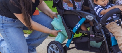 The Compass Quad Stroller has a Huge Under-Seat Storage Basket.