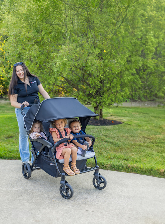 The Compass Quad and the Odyssey Quad Strollers - daycare tested, parent approved.