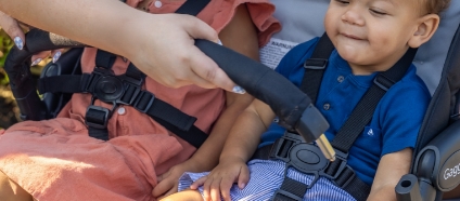 The Odyssey Four Passenger Stroller is Easy to Load and Easy to Unload with a Removable Padded Arm Bar