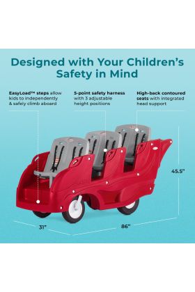 Gaggle Parade 6 Seater Buggy for daycare, Red