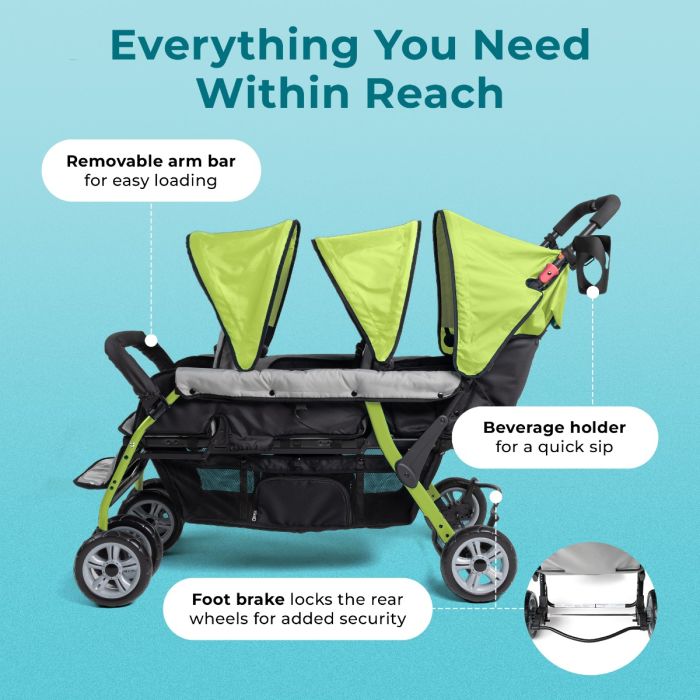 Gaggle Compass Trio 3 Seat Triple Stroller – Perfect for Multi